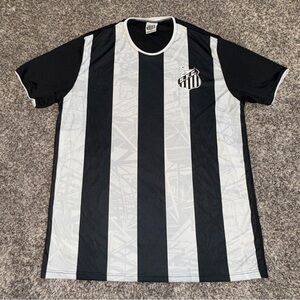 Braziline Santos FC Black & White Stripes Away Jersey Size Medium
